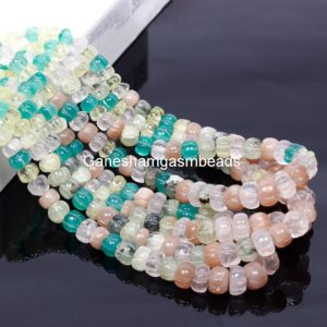 Aaa+ Rare Multi Color Carved Melon Smooth Rondelle Shape Gemstone Beads, Top Quality Natural Multi Disco Beads, Onyx Hand Carved Beads, Gift