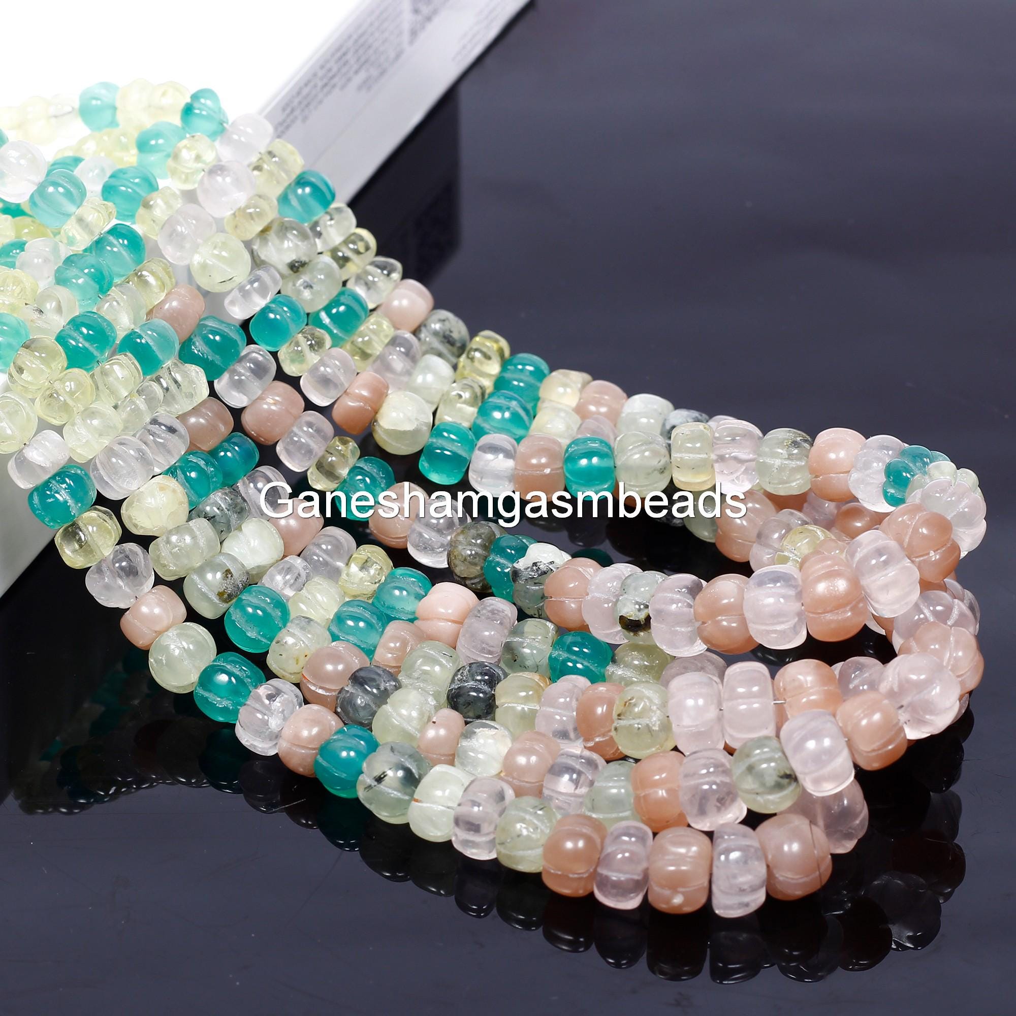 Aaa+ Rare Multi Color Carved Melon Smooth Rondelle Shape Gemstone Beads, Top Quality Natural Multi Disco Beads, Onyx Hand Carved Beads, Gift