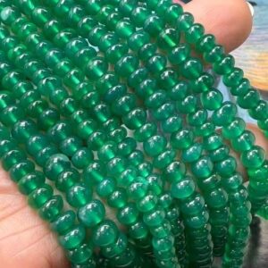 Amazing rustic Green Onyx rondelles beads / Glowy bright vibrant beads 6mm approx