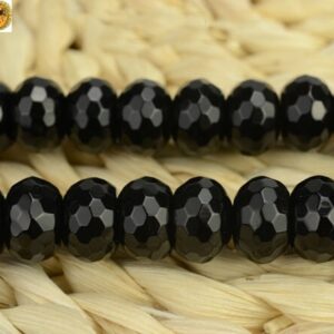 Black Onyx,15 Inch Strand Of Natural Black Onyx Faceted(128 Faces) Rondelle Beads 4x6mm 5x8mm 6x10mm 8x12mm For Choice