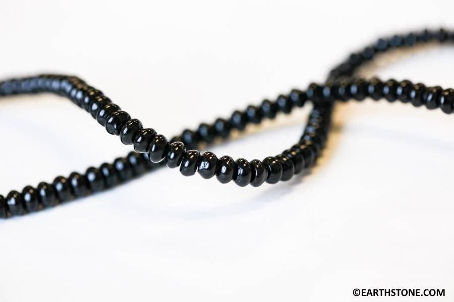 Black Onyx 4mm / 6mm Rondelle Beads 15.5" Strand Dyed
