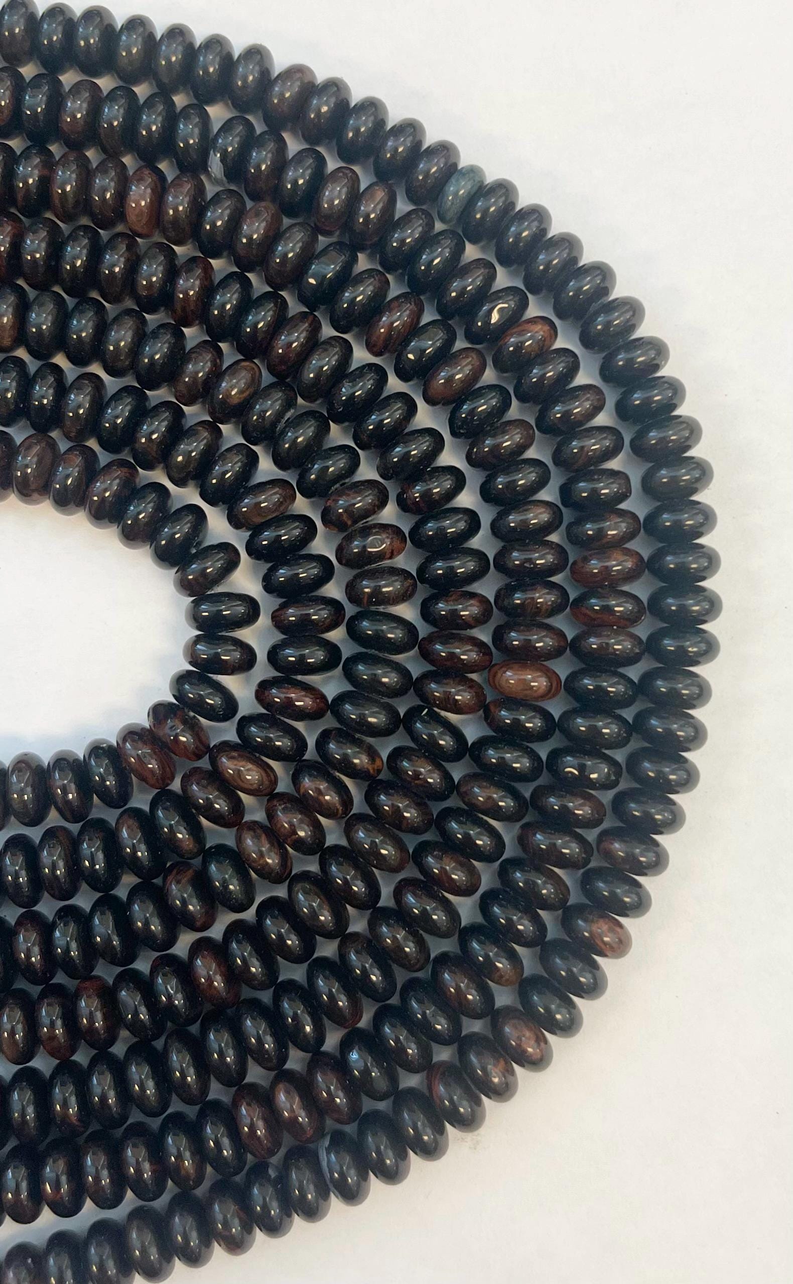 Black Onyx 8x5mm Rondelle Gemstone Bead--15.5 Inch Strand