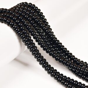 Black Onyx Smooth Rondelle Beads 4x6mm 5x8mm 6x10mm 15.5" Strand Black Onyx Smooth Rondelle Beads 4x6mm 5x8mm 6x10mm 15.5" Strand