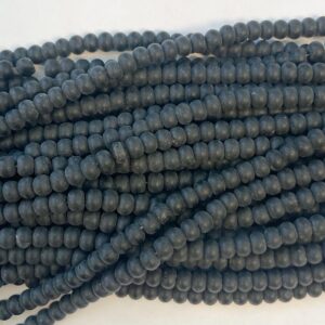 Matte Onyx 6x4mm Smooth Rondelle Gemstone Beads -7 inch strand