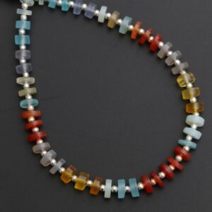 Multi Color Onyx Smooth Tyre Beads , 5 Mm To 7 Mm ,multi Onyx Tyre Gemstone , Onyx Strand, 8 Inch/20 Cm Full Strand, Price Per Strand