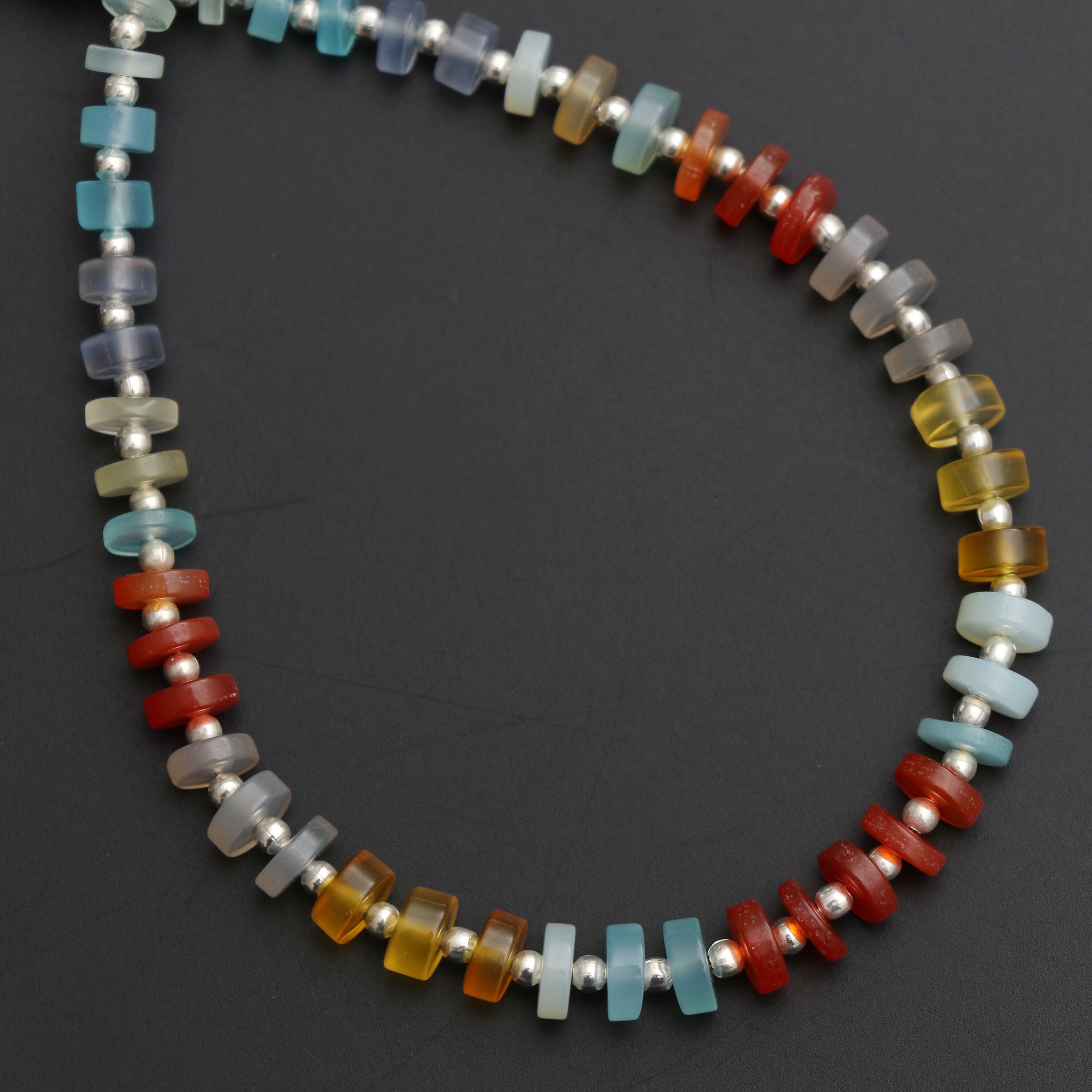 Multi Color Onyx Smooth Tyre Beads , 5 Mm To 7 Mm ,multi Onyx Tyre Gemstone , Onyx Strand, 8 Inch/20 Cm Full Strand, Price Per Strand