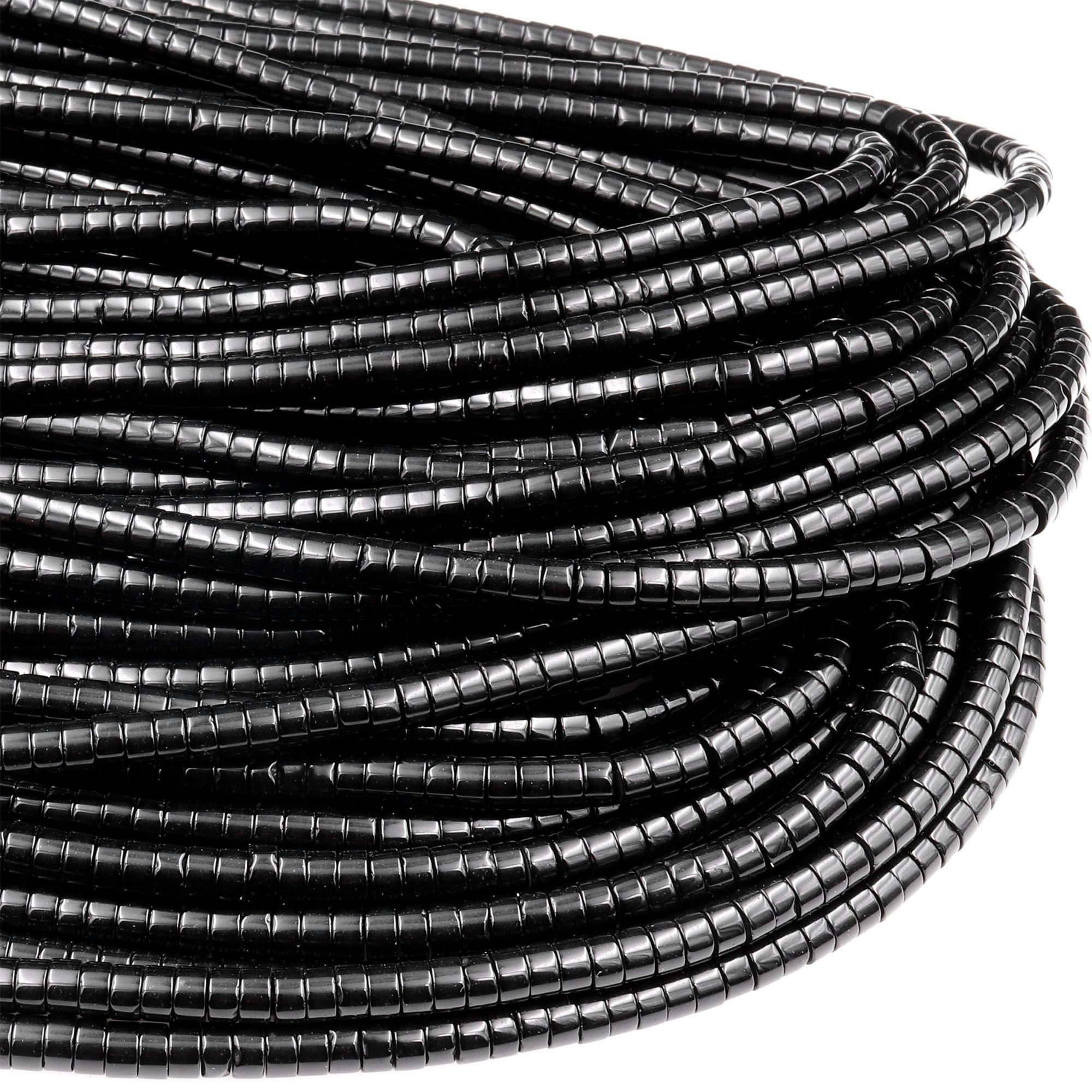 Natural Black Onyx 4mm 6mm Heishi Rondelle Beads 15.5" Strand