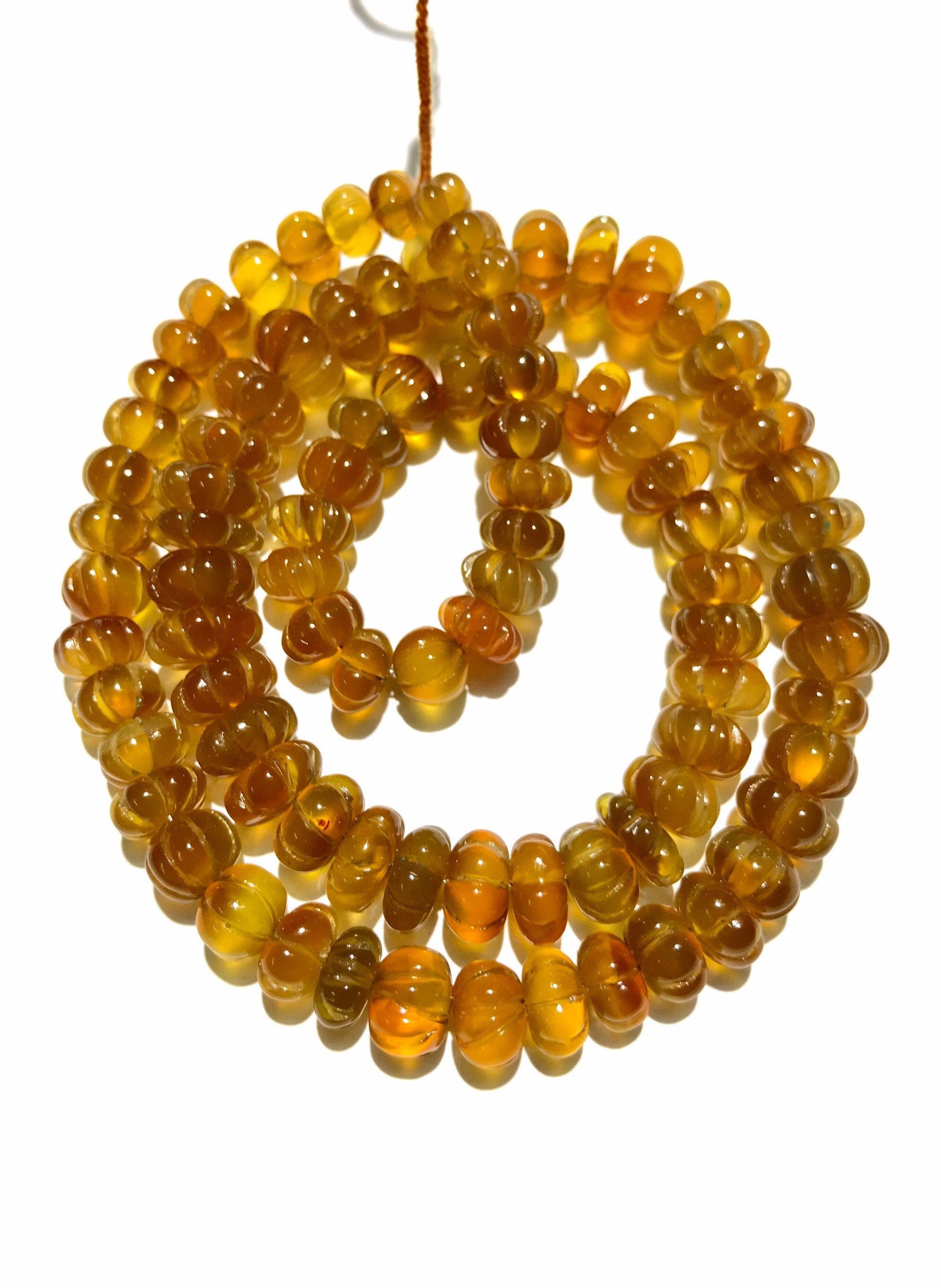 Natural Brownish~yellow Onyx Carved Rondelle Beads 8-12mm Yellow Onyx Carved Melon Beads Onyx Pumpkin Shape Beads 22” Yellow Onyx Gems Beads