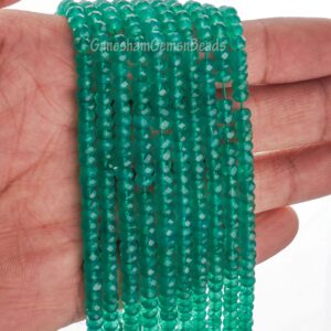Natural Green Onyx Faceted Rondelle Beads , 4 Mm Green Onyx Rondelle Beads , Aaa Faceted Green Onyx Beads For Making Jewelry & Earrings