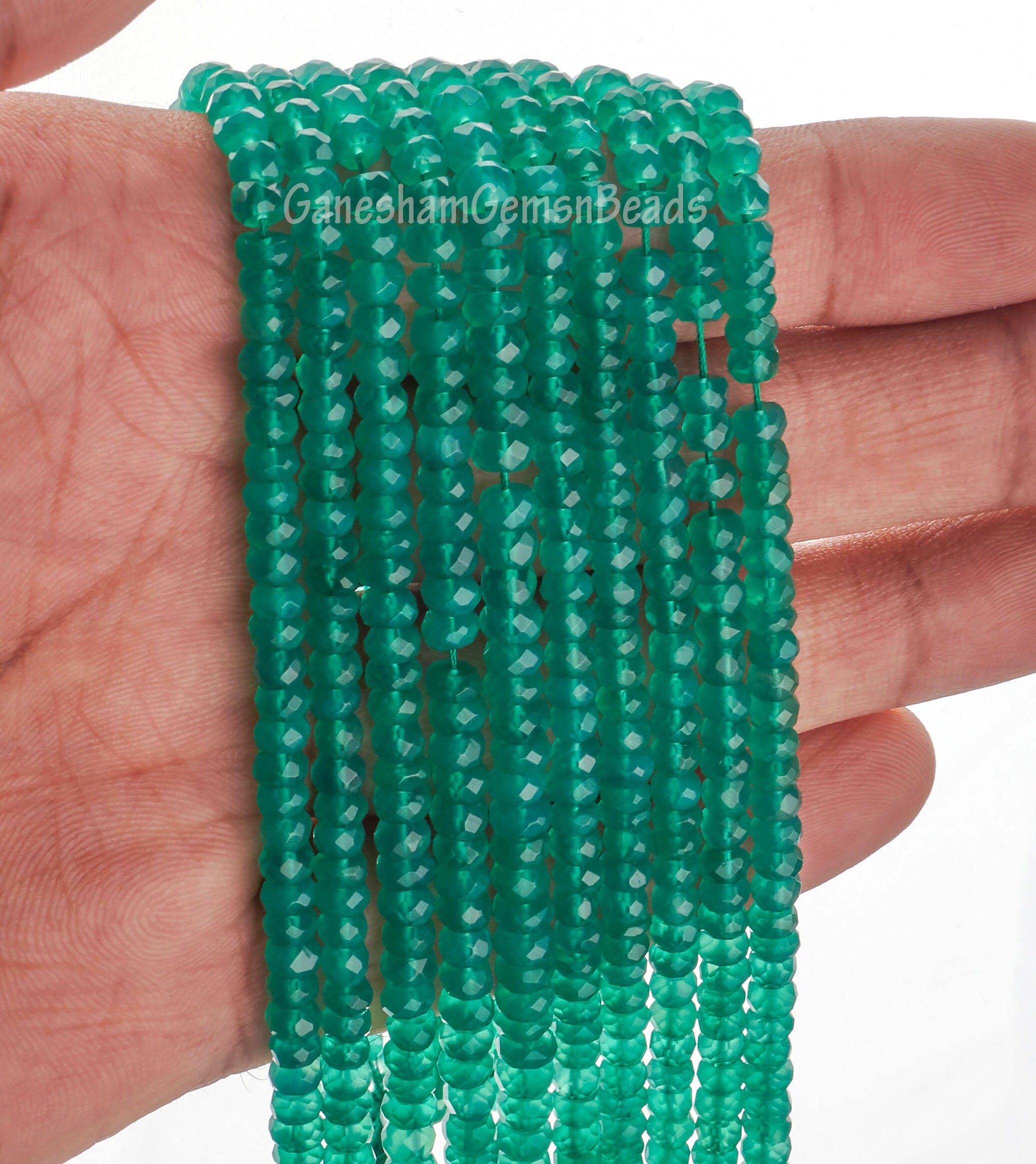 Natural Green Onyx Faceted Rondelle Beads , 4 Mm Green Onyx Rondelle Beads , Aaa Faceted Green Onyx Beads For Making Jewelry & Earrings