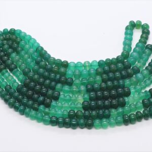 Natural Green Onyx Rondelle Shape Beads, 7-9 Mm Green Onyx Gemstone Plain Beads, 16 Inch Shaded Green Onyx Rondelle Wholesale Beads