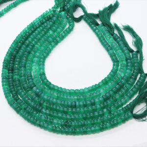 Natural Green Onyx Rondelle Shape Beads, 6-6.5 Mm Green Onyx Plain Beads, 10 Inch Smooth Green Onyx Gemstone Rondelle Wholesale Beads