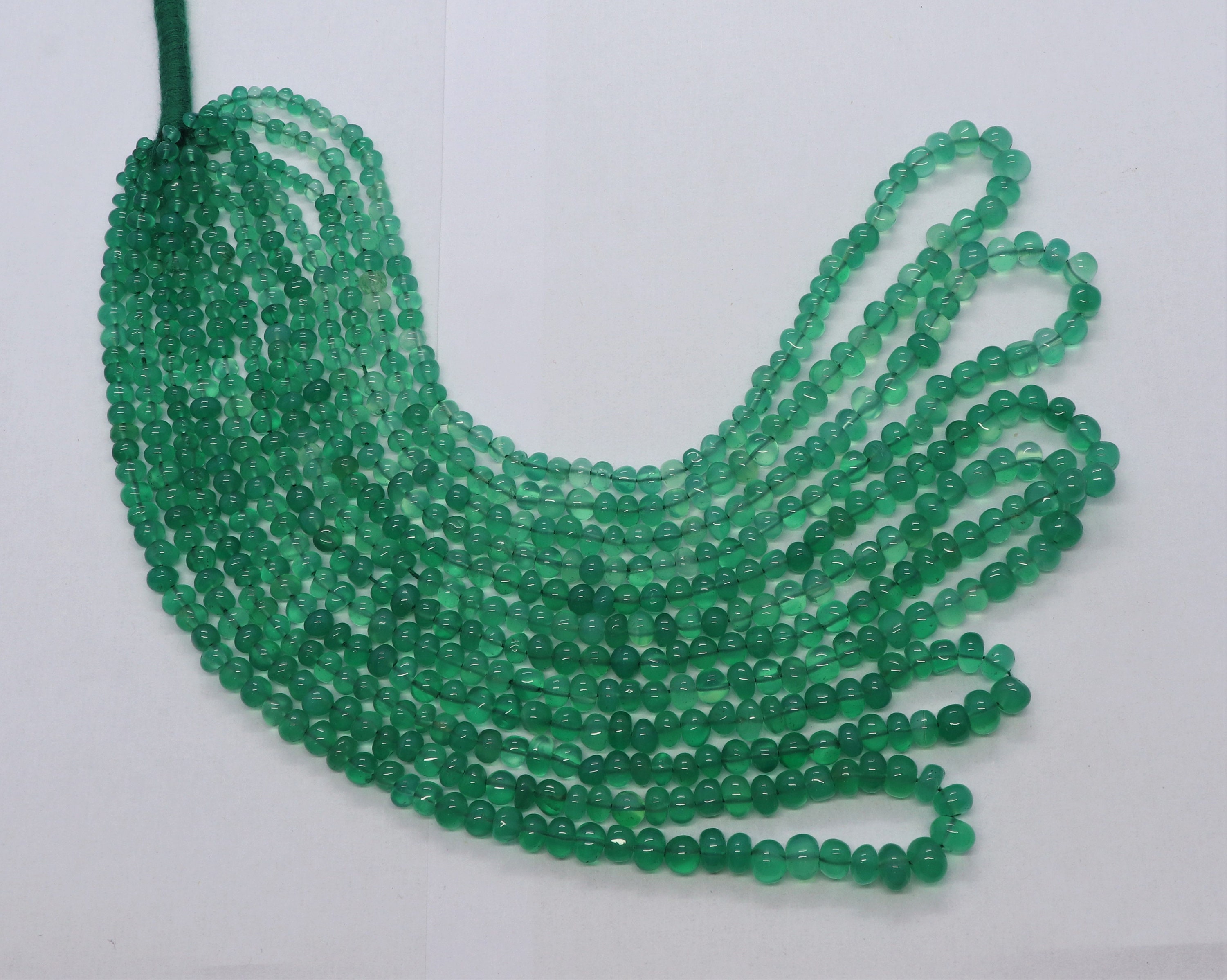 Natural Green Onyx Uneven Rondelle Shape Beads, 3.5-5.5mm Green Onyx Plain Beads, 16 Inch Smooth Green Onyx Gemstone Rondelle Wholesale Bead