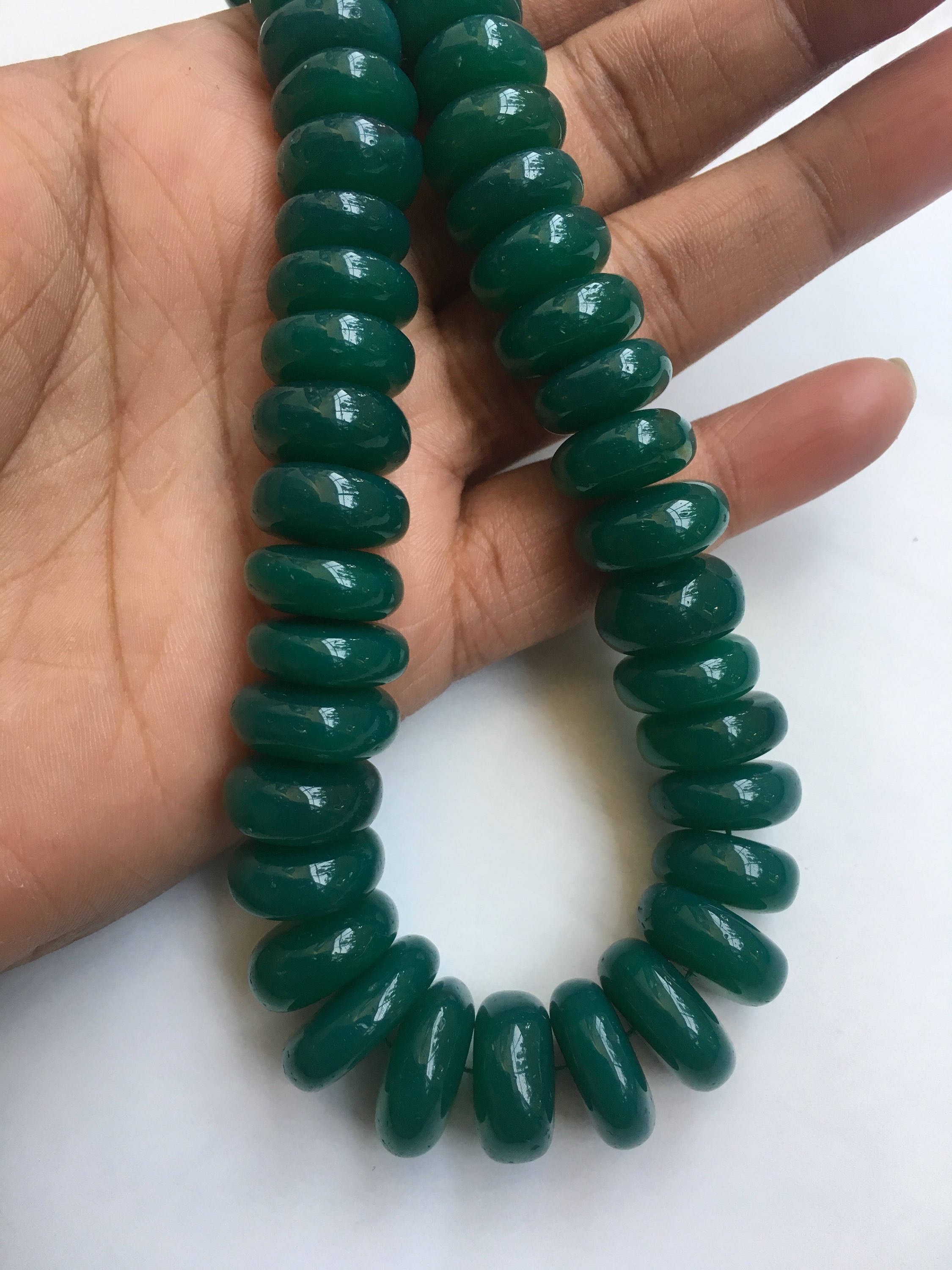 New Brand Natural Green Onyx Smooth Disc Rondelle Shape Gemstone Beads, 10-15 Mm Onyx Tyre Bead, 16 Inches Strand An Amazing Wholesale Item