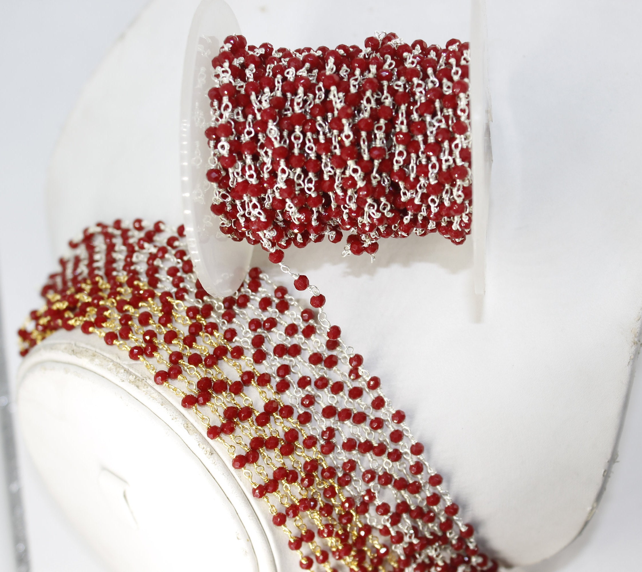 Red Onyx Rosary Chain Red Onyx Faceted Rondelle Hydro Beaded Rosary Chain Gold & Silver Plated Wire Jewelry Making Wire Wrapped Chain Red Onyx Rosary Chain Red Onyx Faceted Rondelle Hydro Beaded Rosary Chain Gold & Silver Plated Wire Jewelry Making Wire Wrapped Chain