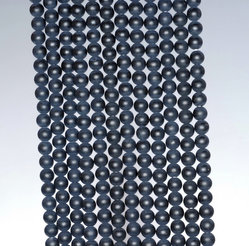 2mm Frosted Matte Noir Black Onyx Gemstone Black Round Loose Beads 15.5 Inch Full Strand (90182753-115)