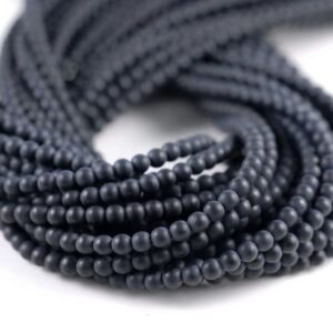 2mm Frosted Matte Noir Black Onyx Gemstone Black Round Loose Beads 15.5 inch Full Strand LOT 1,2,6,12 and 50 (90182753-115)