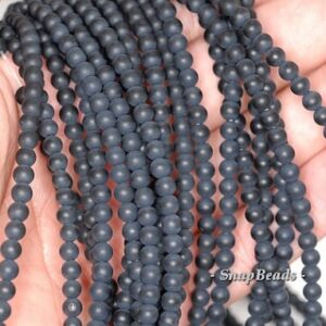 4mm Frost Black Onyx Gemstone Black Frosted Round Loose Beads 15.5 inch Full Strand LOT 1,2,6,12 and 50 (90145530-246)