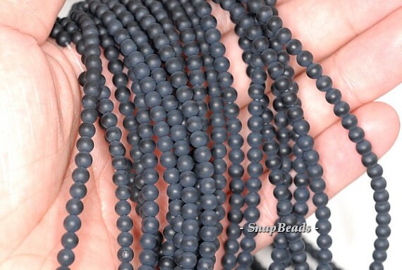 4mm Frost Black Onyx Gemstone Black Frosted Round Loose Beads 15.5 Inch Full Strand Lot 1,2,6,12 And 50 (90145530-246)