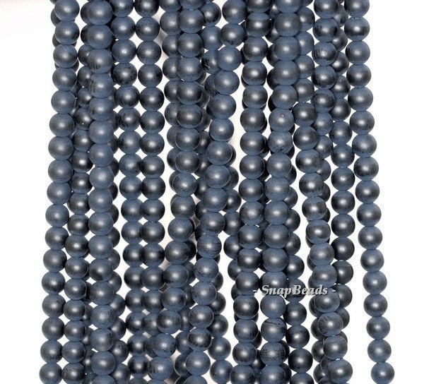 4mm Frost Matte Black Onyx Gemstone Black Frosted Round Loose Beads 15.5 Inch Full Strand (90145530-246)