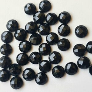 5mm Black Onyx Round Rose Cut Cabochon, Black Onyx Flat Back Cabochon, Black Onyx Gemstones, Black Onyx For Jewelry (5pcs To 20pcs Options)