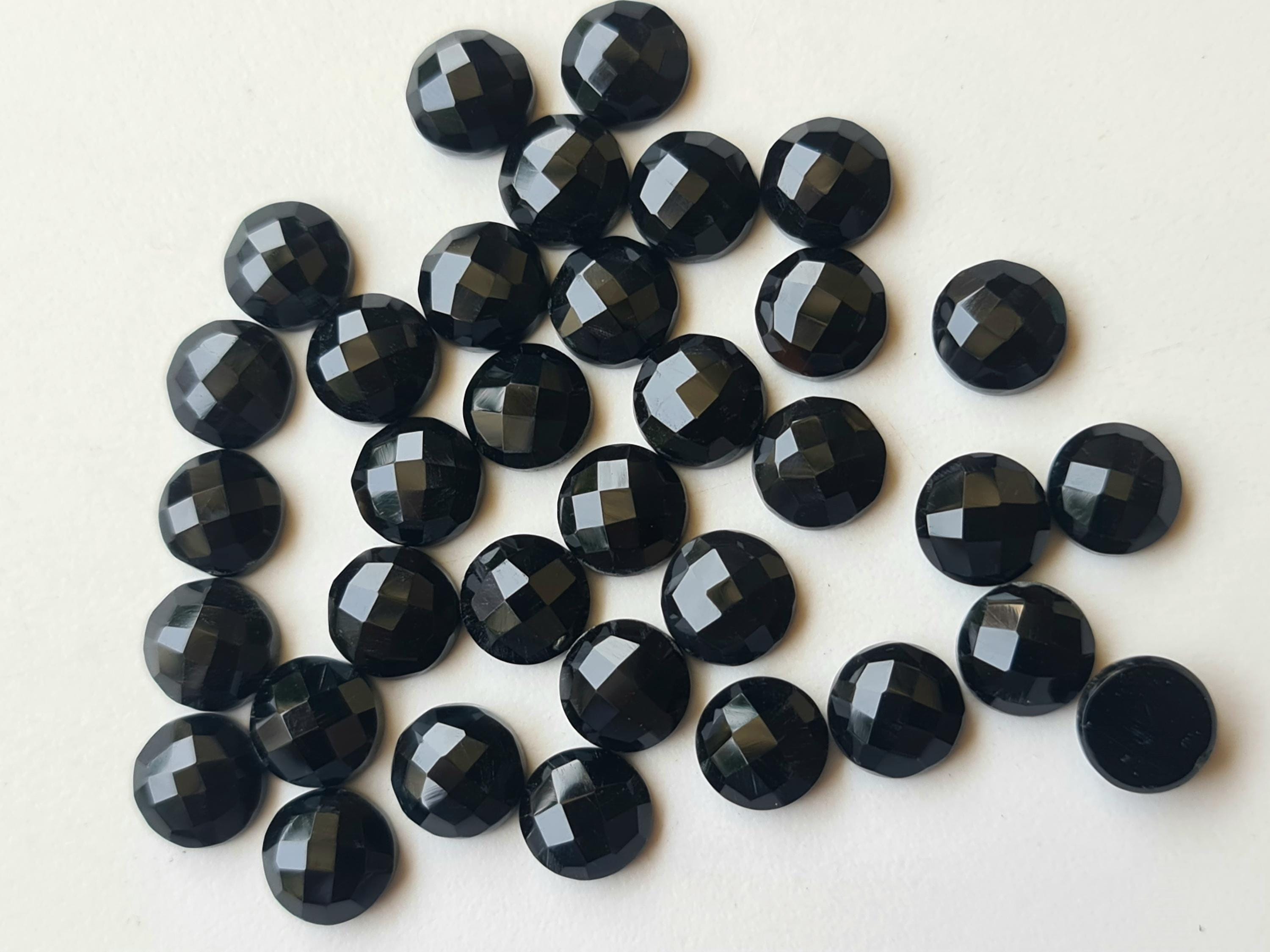 5mm Black Onyx Round Rose Cut Cabochon, Black Onyx Flat Back Cabochon, Black Onyx Gemstones, Black Onyx For Jewelry (5pcs To 20pcs Options)