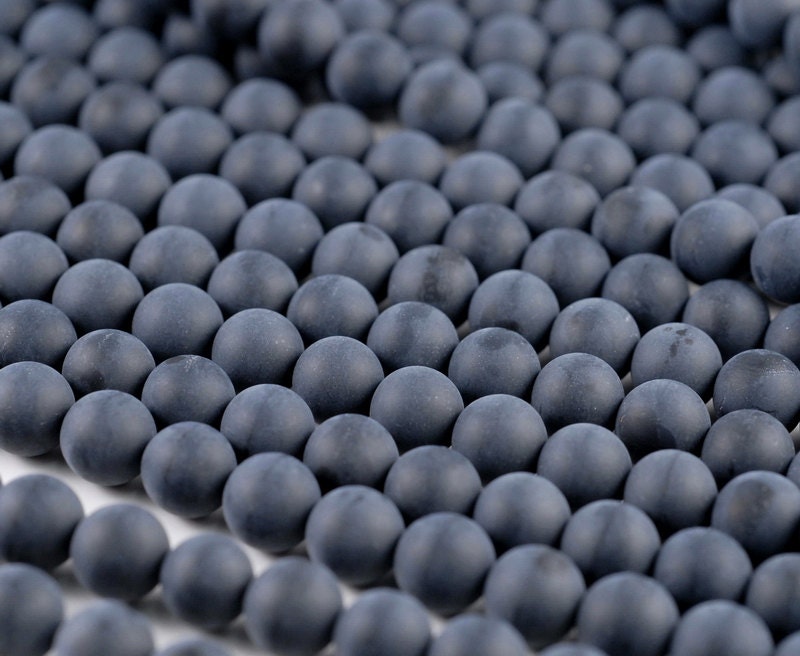8mm Frosted Matte Noir Black Onyx Gemstone Black Round Loose Beads 15.5 Inch Full Strand (90182747-115)