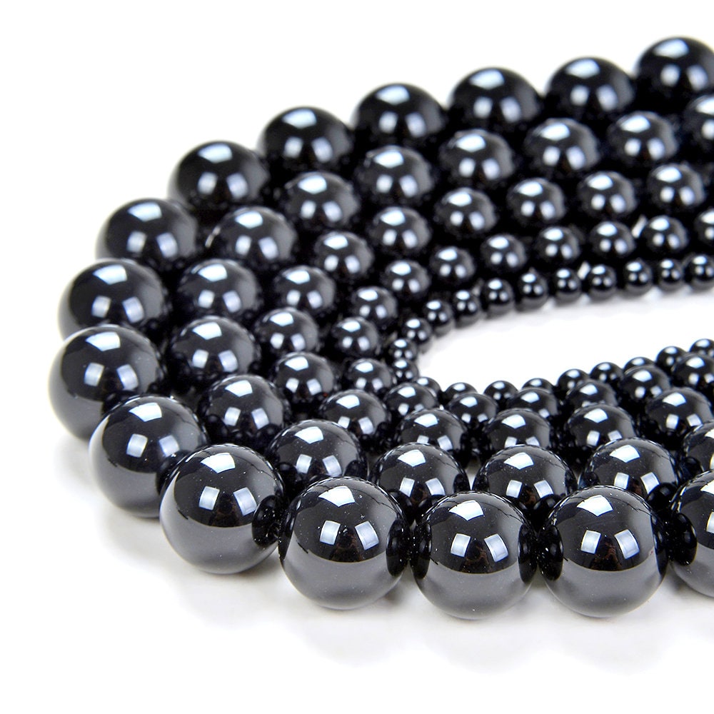 8mm Noir Black Onyx Gemstone Grade Aaa Black Round Loose Beads 7.5 Inch Half Strand (90181783-247)