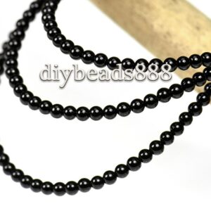 Black Onyx,15 Inch Full Strand Natural Black Onyx Smooth Round Beads 2mm 3mm For Choice