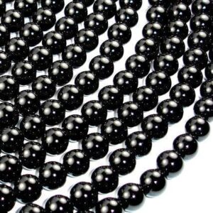 Black Onyx 8mm Round Beads, Full strand, 15 Inch, Approx 46 beads, Hole 1mm, AA quality (140054003)