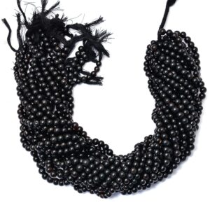 Black Onyx Gemstone Round Smooth Loose Beads | 5mm-6mm Beads 14inch Strand | Natural Onyx Semi Precious Gemstone Beads For Jewelry Making