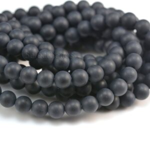 Black Onyx Matte Beads - Frosty Finished Round Bead - Black Gemstone Bead - Frosted Onyx - Onyx Beads Wholesale -- Authentic Black -15inch