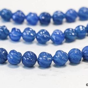 Blue Onyx 10mm S-corrugated Round Beads 7.5" Or 15.5" Strand Dyed