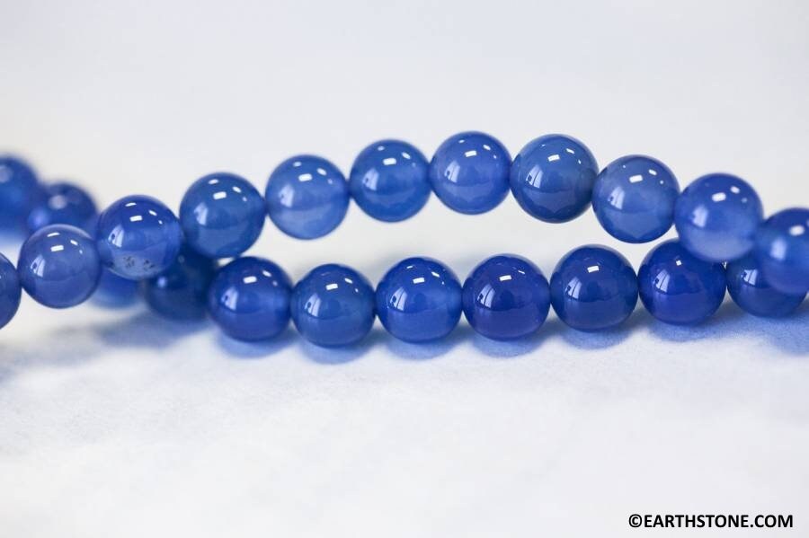 Blue Onyx 8mm/ 10mm Round Beads 16" Strand Dyed Blue Onyx 8mm/ 10mm Round Beads 16" Strand Dyed