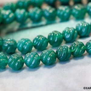 Green Onyx 10mm S-corrugated Round Beads Dyed 15.5" Or 7.5" Strand