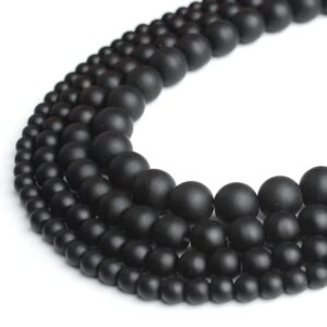Matte Black Onyx Beads, 3mm 4mm 6mm 8mm 10mm 12mm 14mm Round Beads, Stone Spacer Beads 15'' Strand,