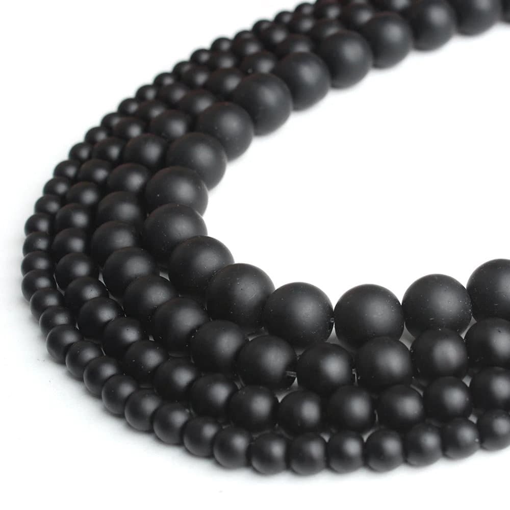 Matte Black Onyx Beads, 3mm 4mm 6mm 8mm 10mm 12mm 14mm Round Beads, Stone Spacer Beads  15'' Strand,