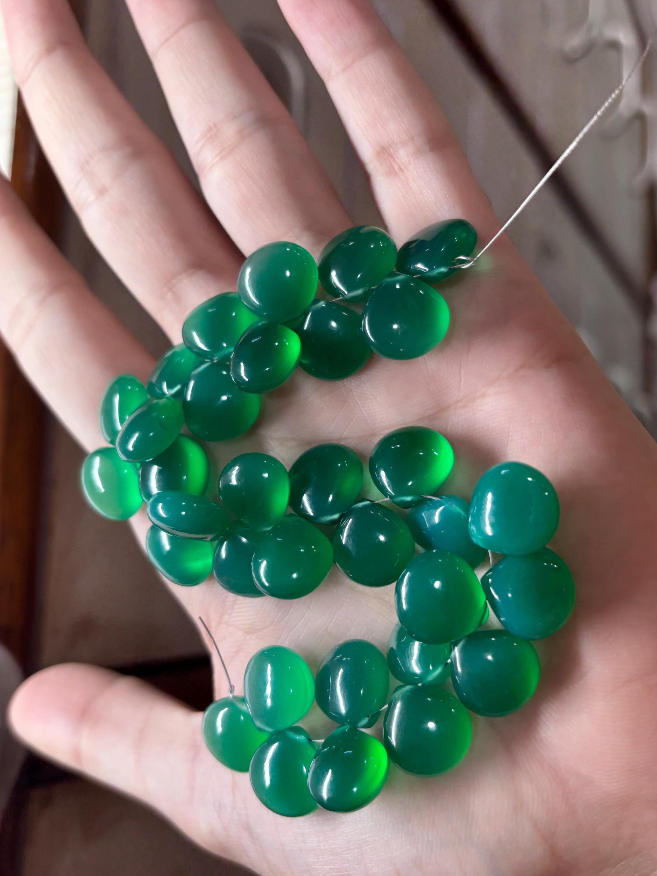Beautiful Natural Green Onyx Smooth Heart Best For Jewelry Making. Size 14mm