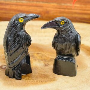 Black Onyx Crystal Raven Figurine, Standing Statuette, Healing Crystal, 3 inches