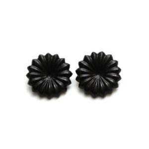 Black Onyx Flower Carving Loose Gemstone, 25x25.5 mm, Black Onyx Jewelry Making Gemstone, Flower Carving, Pair ( 2 Pieces )