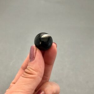 Black Onyx Mini Sphere (3/4" Diameter) for Grounding, Empath Protection Stone, Grief, Positivity, Positive Vibes, Metaphysical Crystal