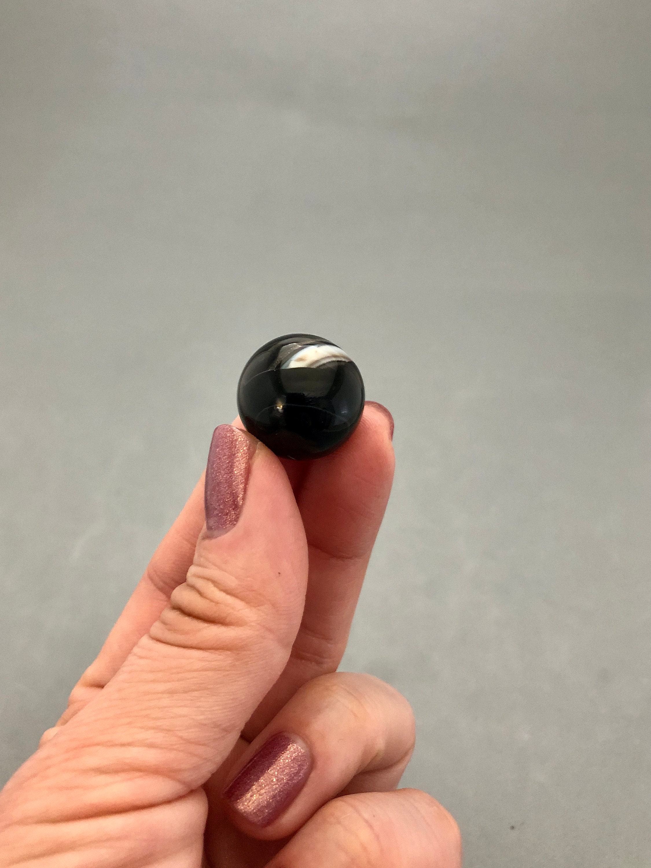 Black Onyx Mini Sphere (3/4" Diameter) For Grounding, Empath Protection Stone, Grief, Positivity, Positive Vibes, Metaphysical Crystal