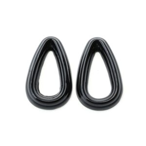 Black Onyx Pear Carving Loose Gemstone, 24x38.7 mm, Black Onyx Jewelry Making Carving Gemstone, Onyx Carving Pear, Pair ( 2 Pieces )