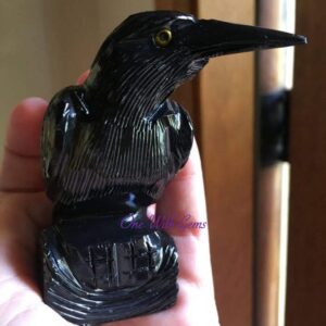Black Onyx Raven Figurine: Healing Crystal Spirit Animal