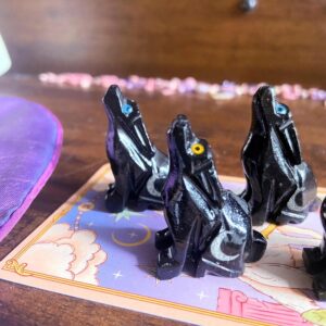 Black Onyx Wolf Figurine, Healing Crystal Carving, Strength, Protection, Intuition, Intuitively Chosen