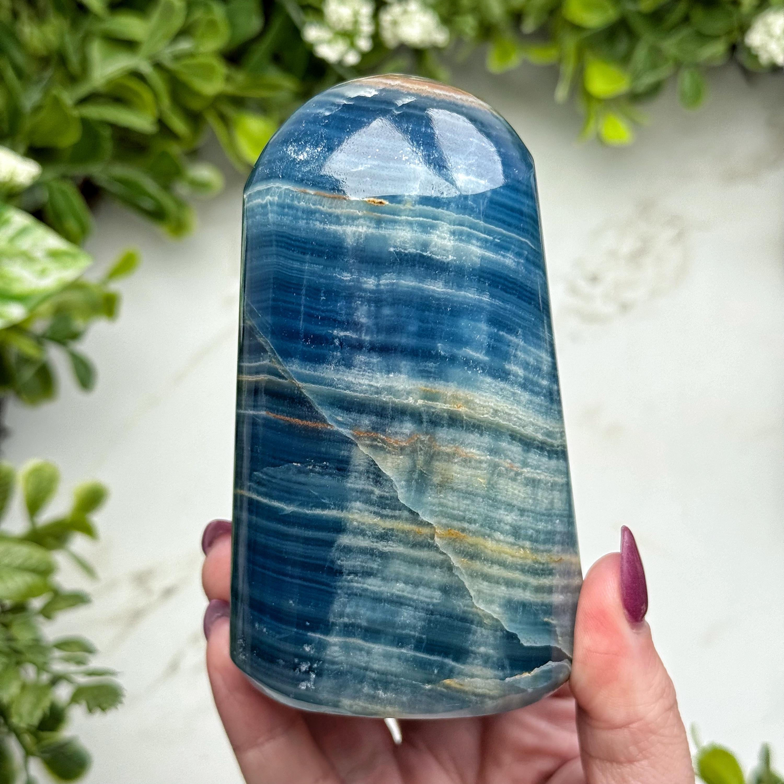 Blue Onyx Freeform , 434g , - #2 (polished Crystal Chunk, Throat Chakra, Healing Stone, Peace)