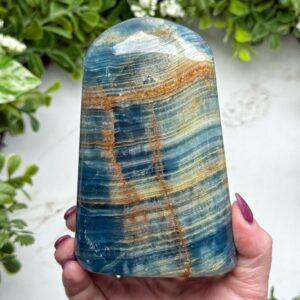 Blue Onyx Freeform | 611g | - #1 (Polished Crystal Chunk, Throat Chakra, Healing Stone, Peace)