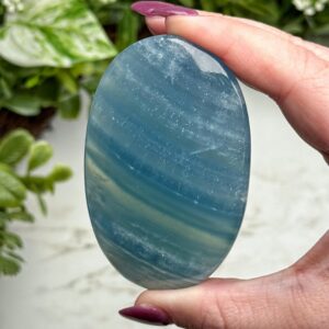 Blue Onyx Palmstone | 81g | - #3 (Polished Crystal Pocket Stone, Throat Chakra, Peace)
