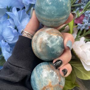 Blue Onyx Sphere, Blue Lemurian Aquatine Sphere, Qty. 1