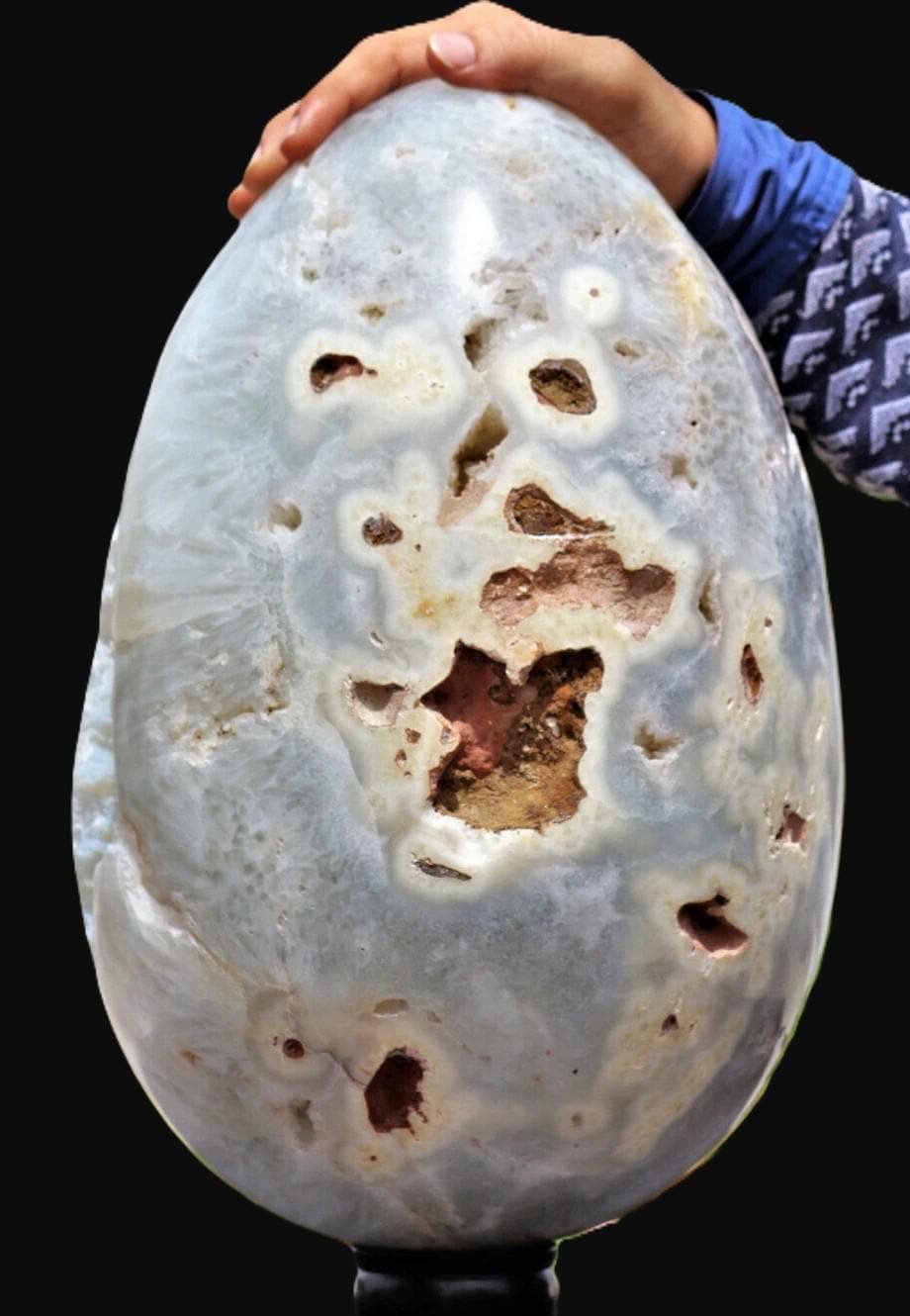 Giant White Chalcedony Onyx Egg: Reiki Healing Crystal (345mm)